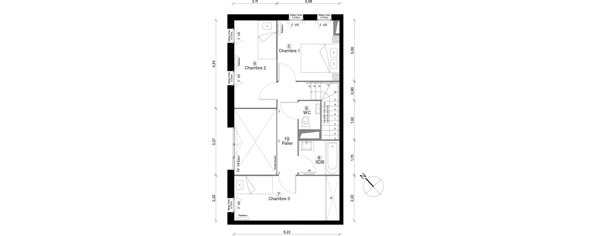 Duplex T4 de 88,32 m2 &agrave; Cergy Coteaux
