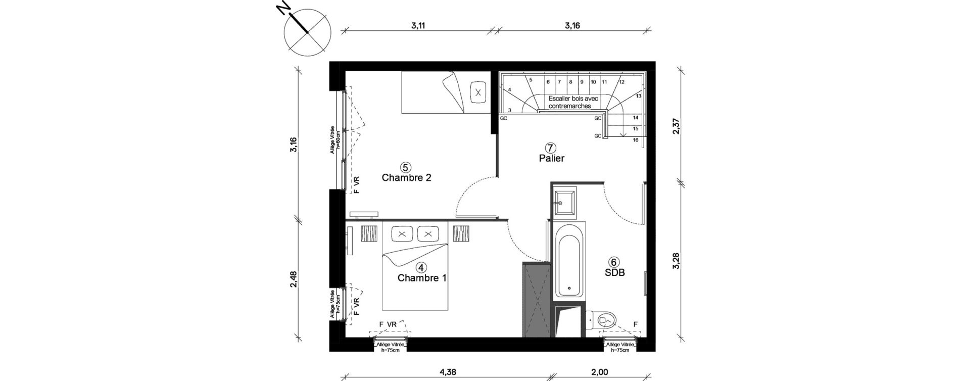 Duplex T3 de 64,20 m2 &agrave; Cergy Coteaux