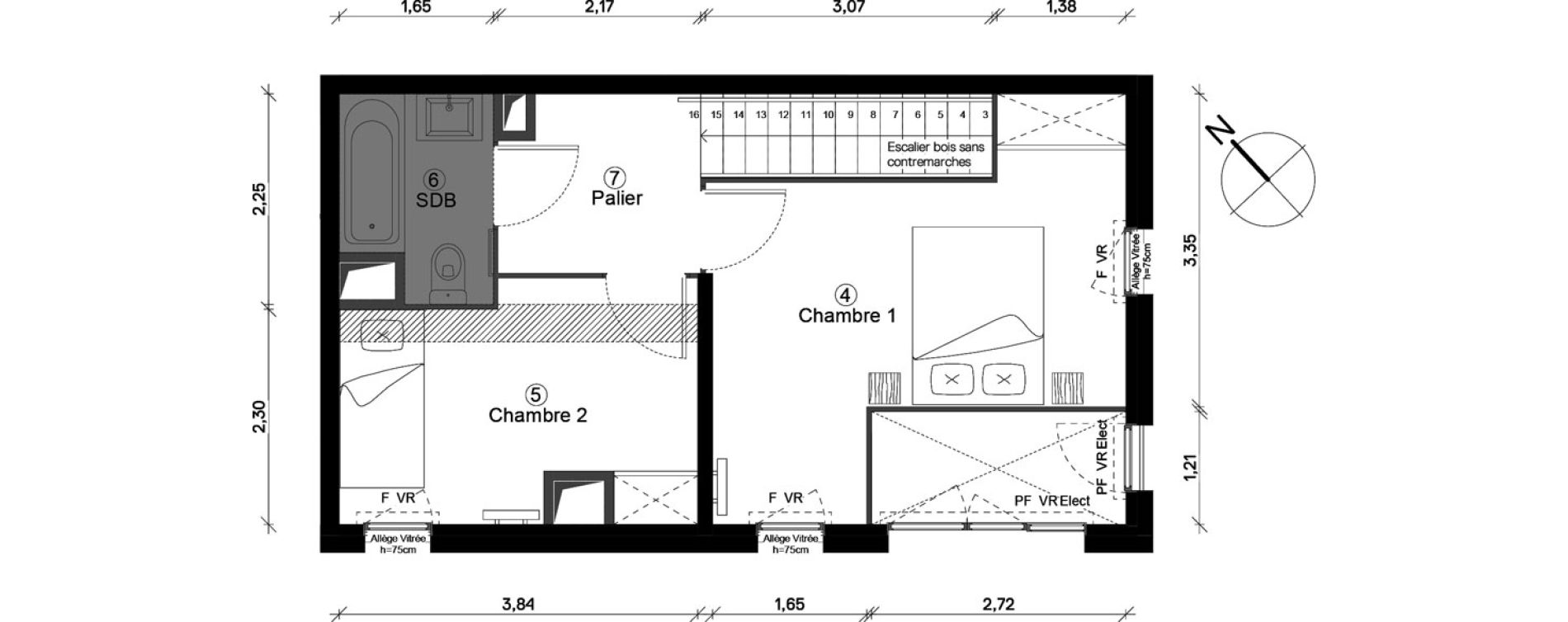 Duplex T3 de 62,49 m2 &agrave; Cergy Coteaux