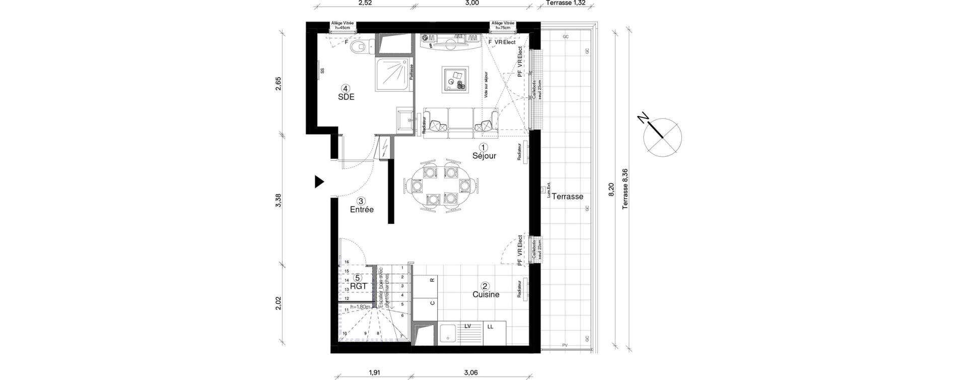 Duplex T4 de 84,05 m2 &agrave; Cergy Coteaux