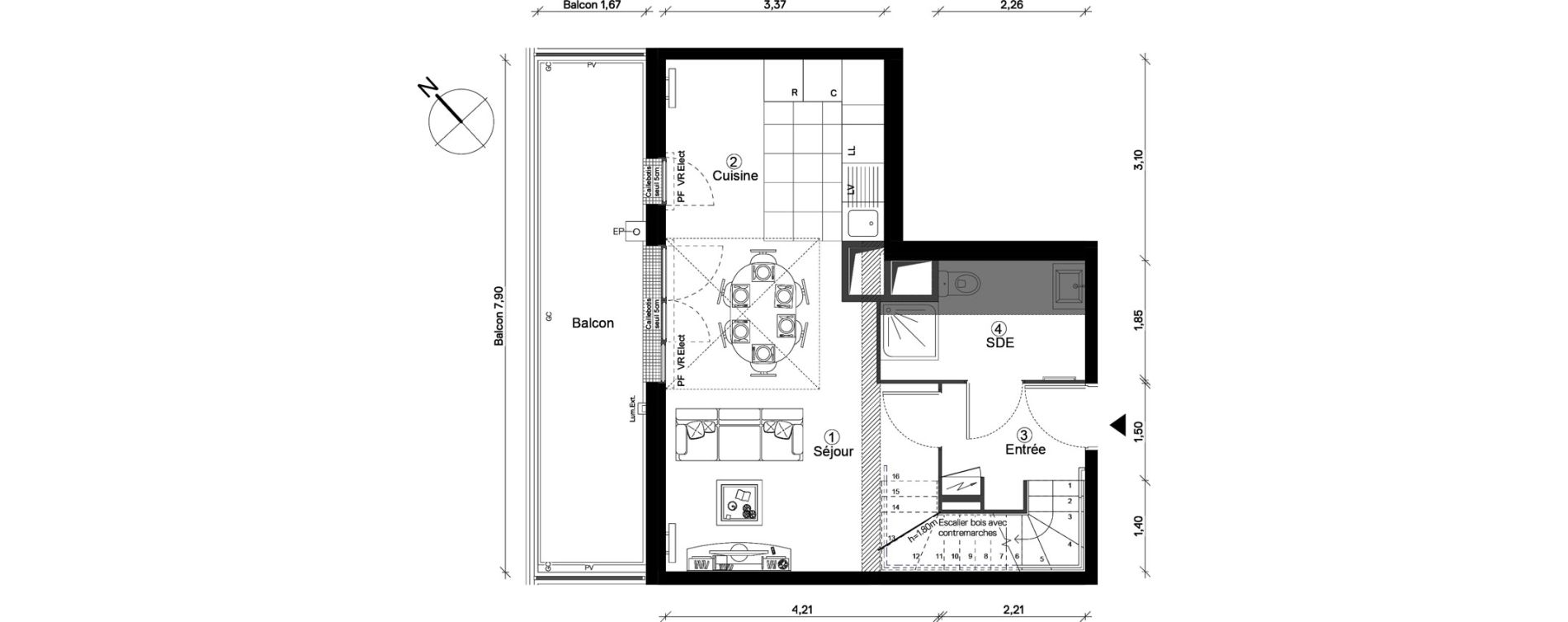 Duplex T3 de 68,38 m2 &agrave; Cergy Coteaux