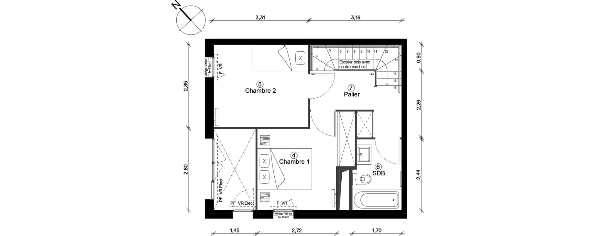 Duplex T3 de 60,85 m2 &agrave; Cergy Coteaux