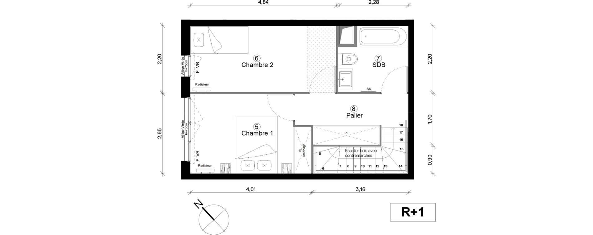Duplex T3 de 61,66 m2 &agrave; Cergy Coteaux
