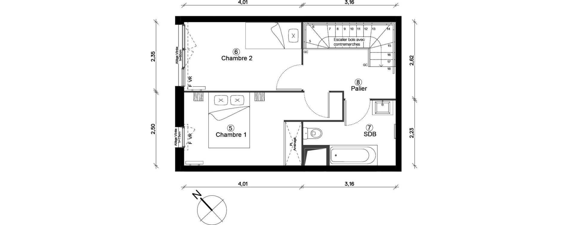 Duplex T3 de 61,45 m2 &agrave; Cergy Coteaux