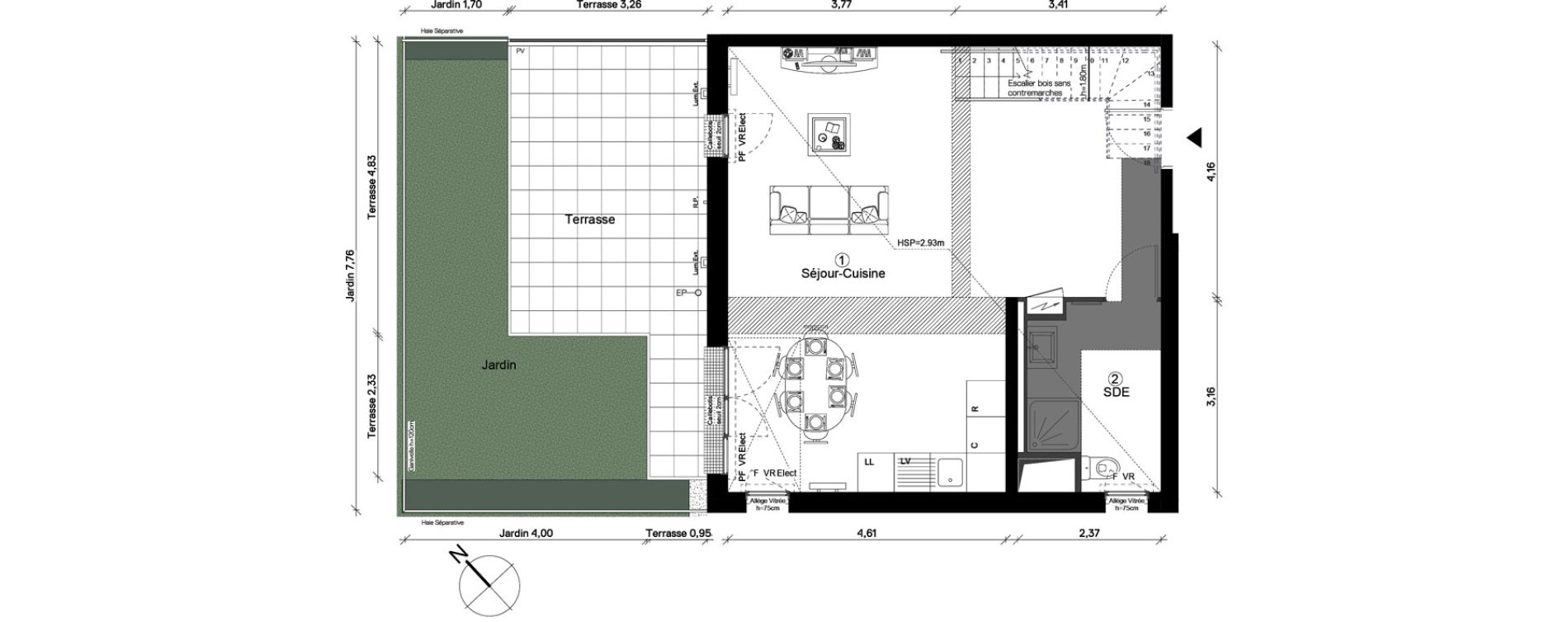 Duplex T4 de 92,59 m2 &agrave; Cergy Coteaux