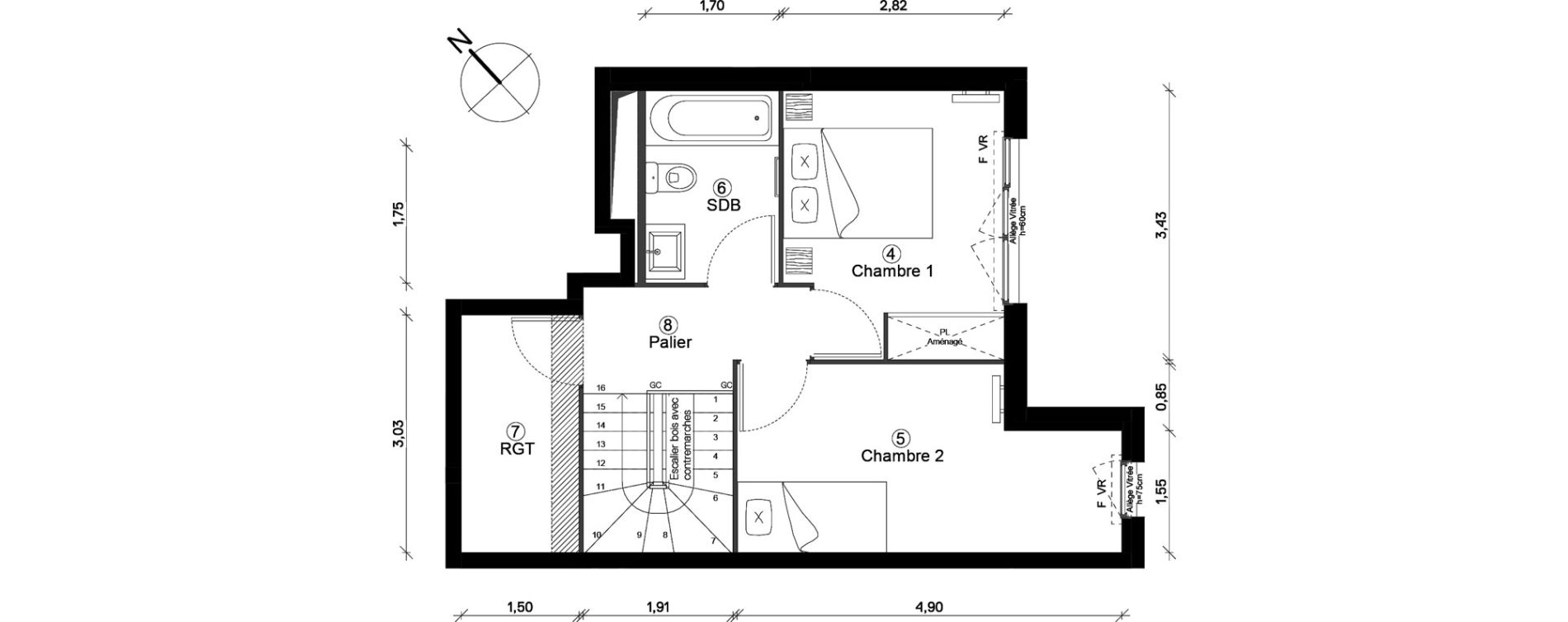 Duplex T3 de 60,04 m2 &agrave; Cergy Coteaux