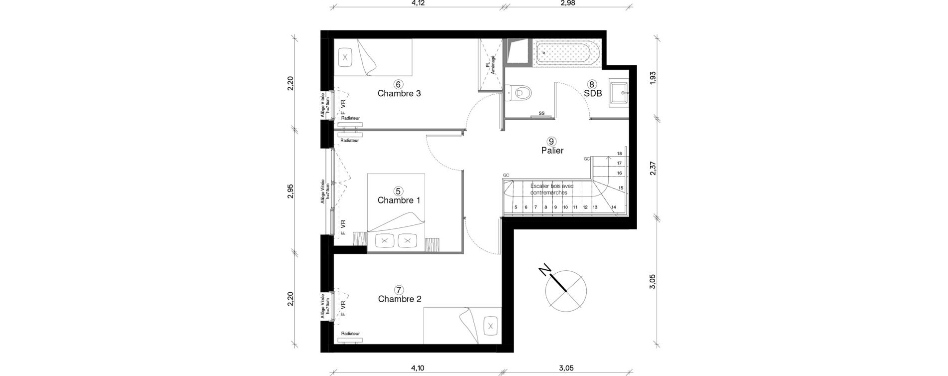 Duplex T4 de 78,02 m2 &agrave; Cergy Coteaux