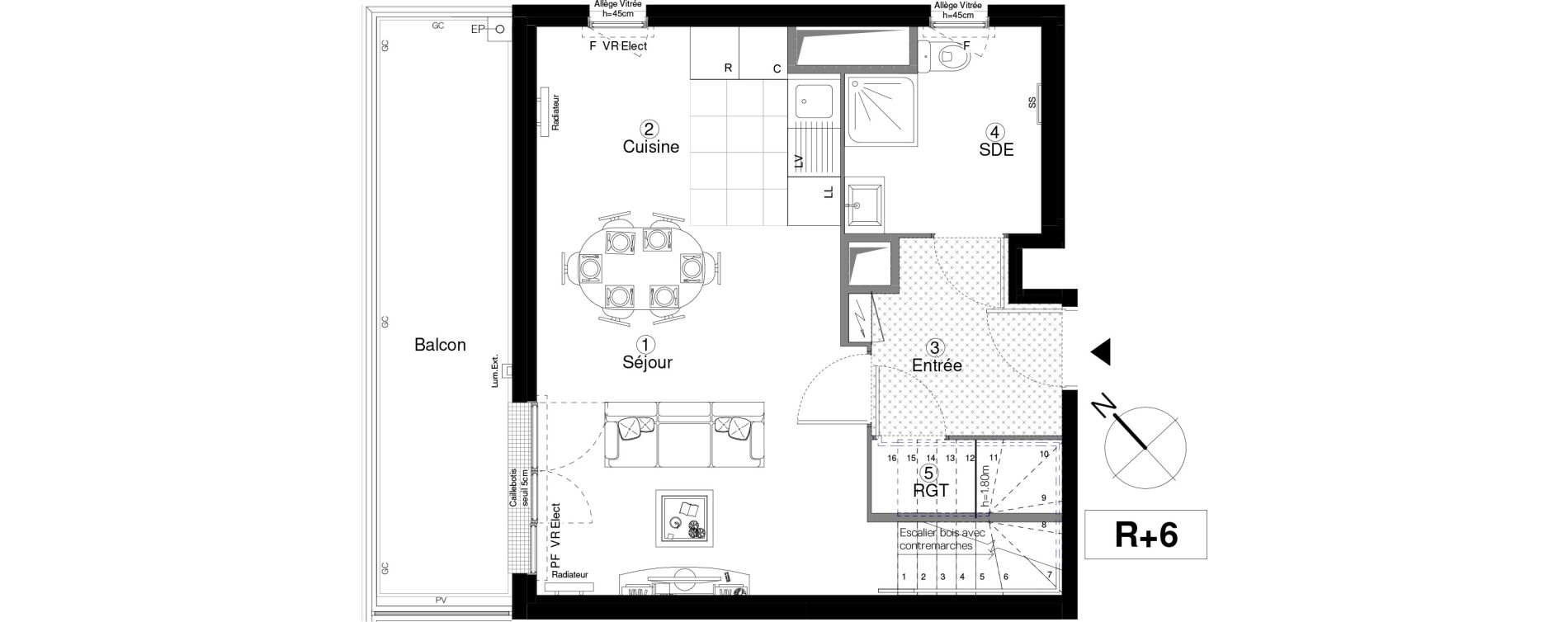Appartement T4 de 79,77 m2 &agrave; Cergy Coteaux