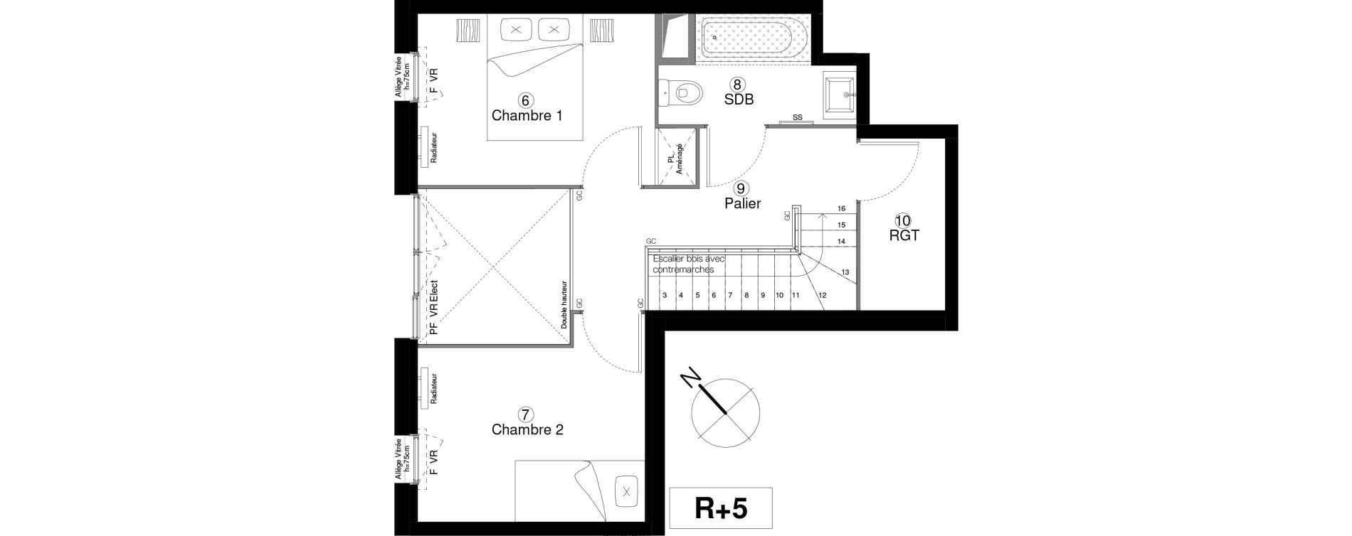 Duplex T3 de 65,55 m2 &agrave; Cergy Coteaux