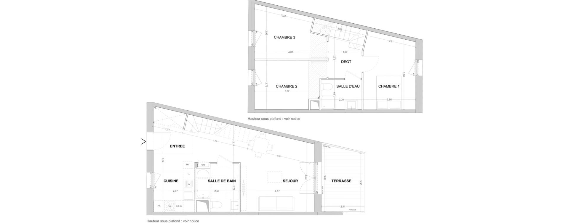 Duplex T4 de 80,23 m2 &agrave; Cergy Les doux &eacute;pis