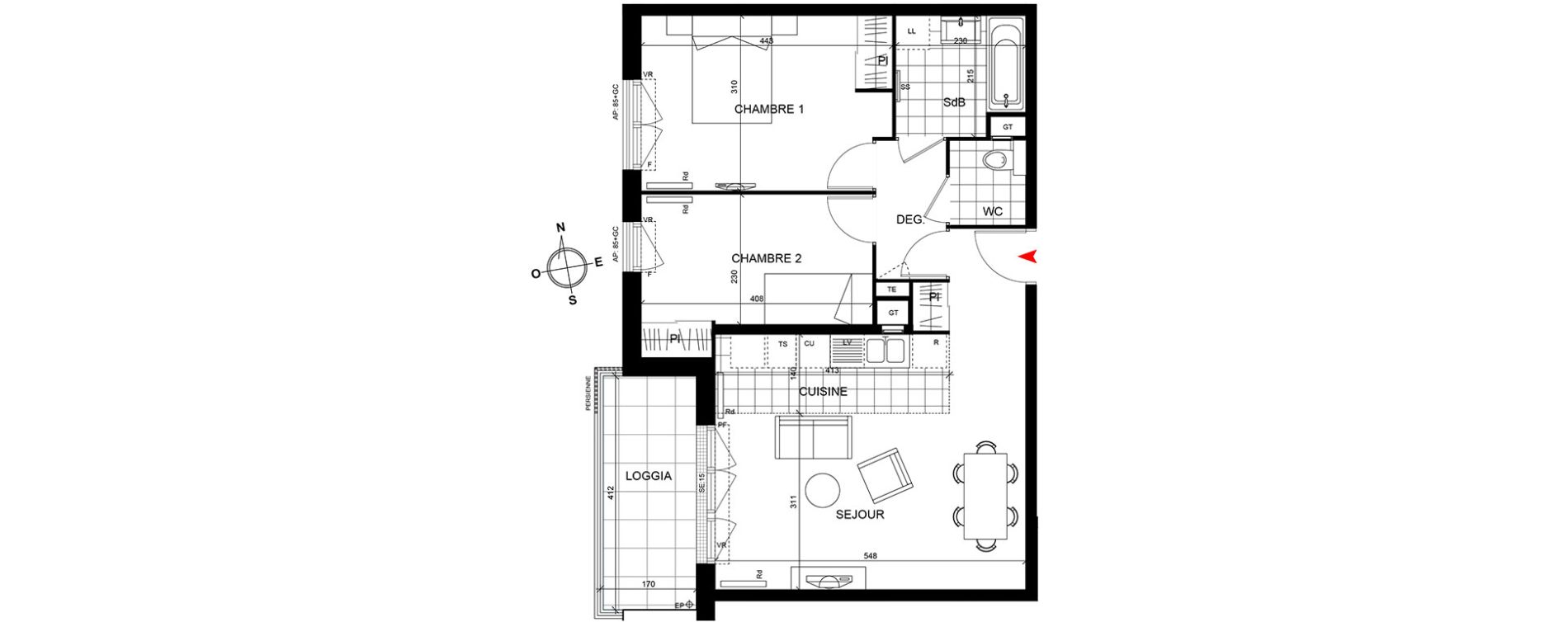 Appartement T3 de 60,80 m2 Cormeilles-En-Parisis Centre