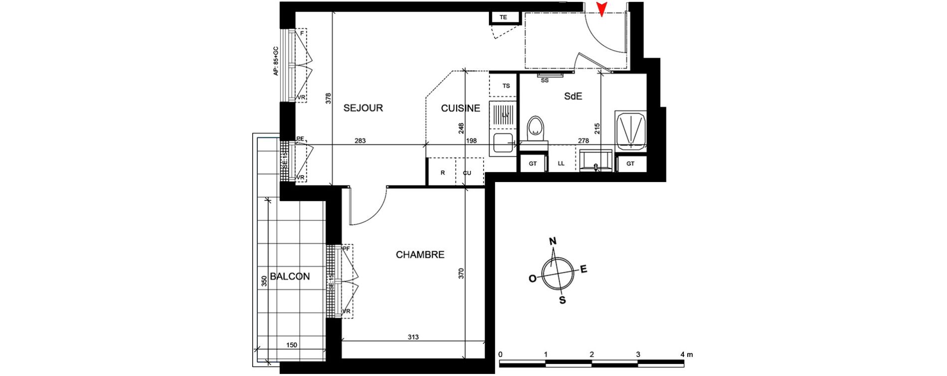 Appartement T2 de 37,70 m2 Cormeilles-En-Parisis Centre