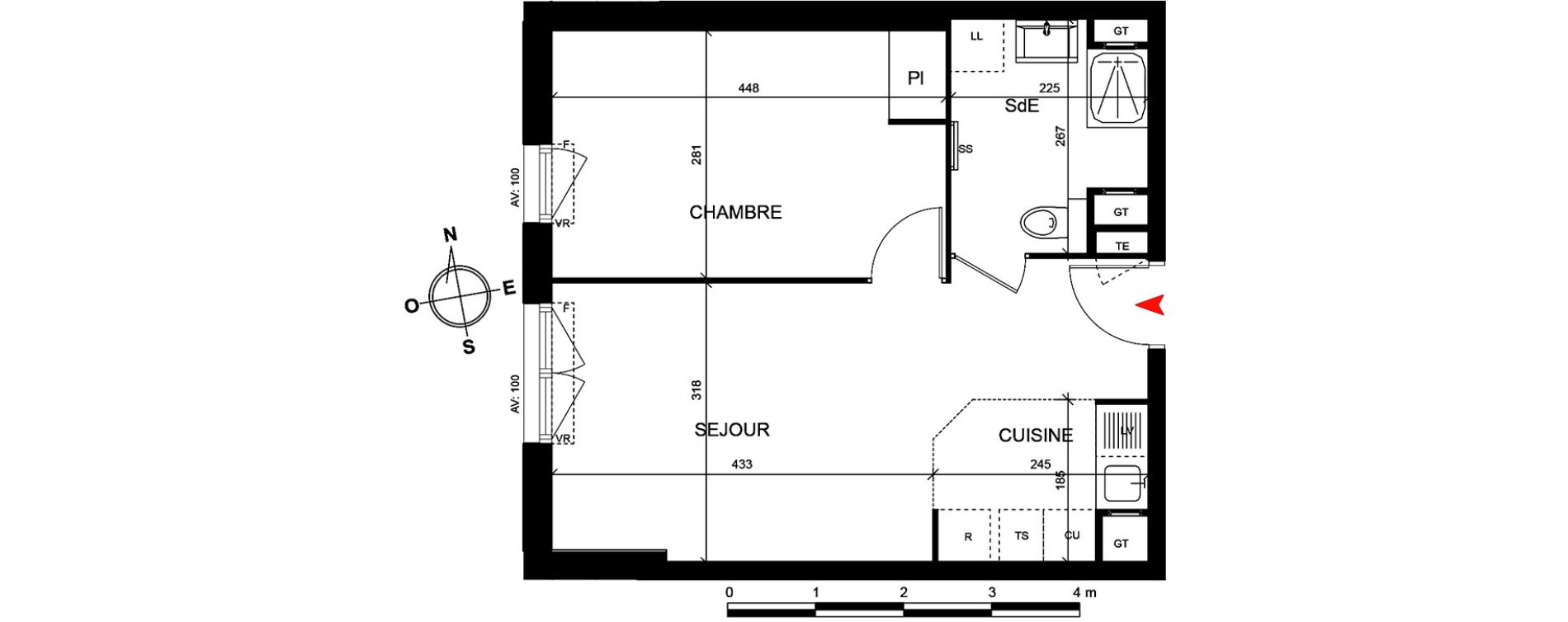 Appartement T2 de 39,10 m2 Cormeilles-En-Parisis Centre
