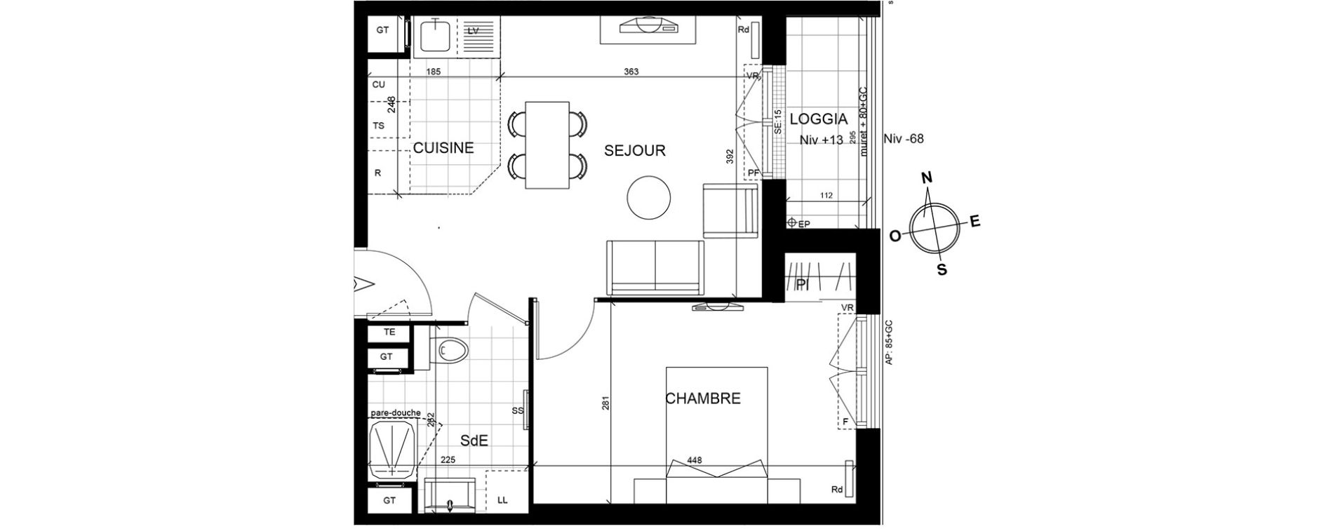 Appartement T2 de 40,00 m2 Cormeilles-En-Parisis Centre