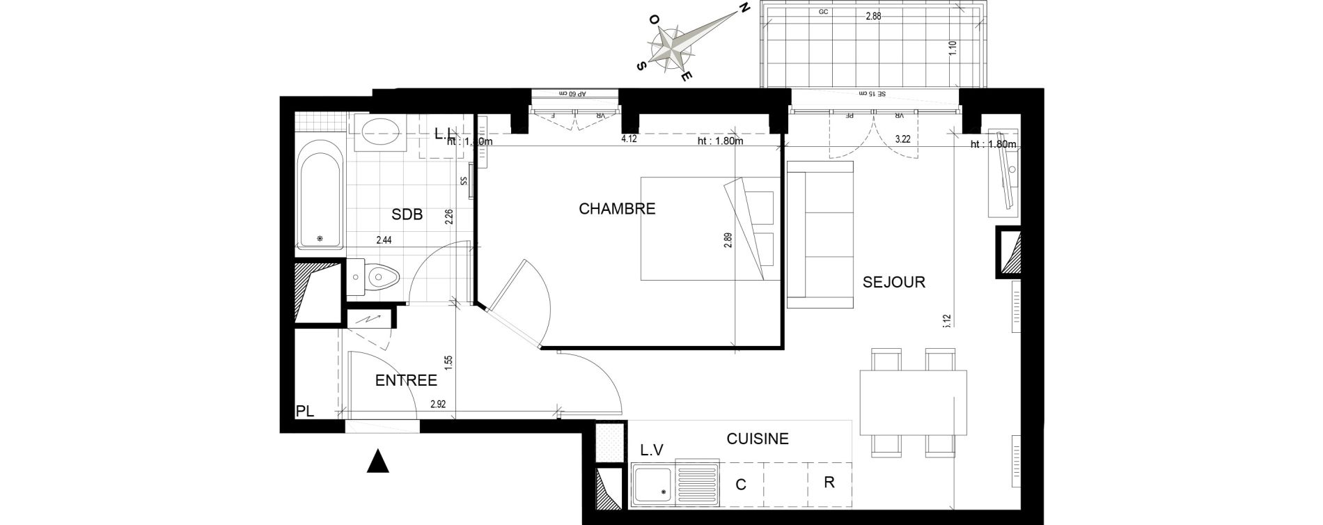 Appartement T2 de 44,87 m2 Cormeilles-En-Parisis Haut et centre