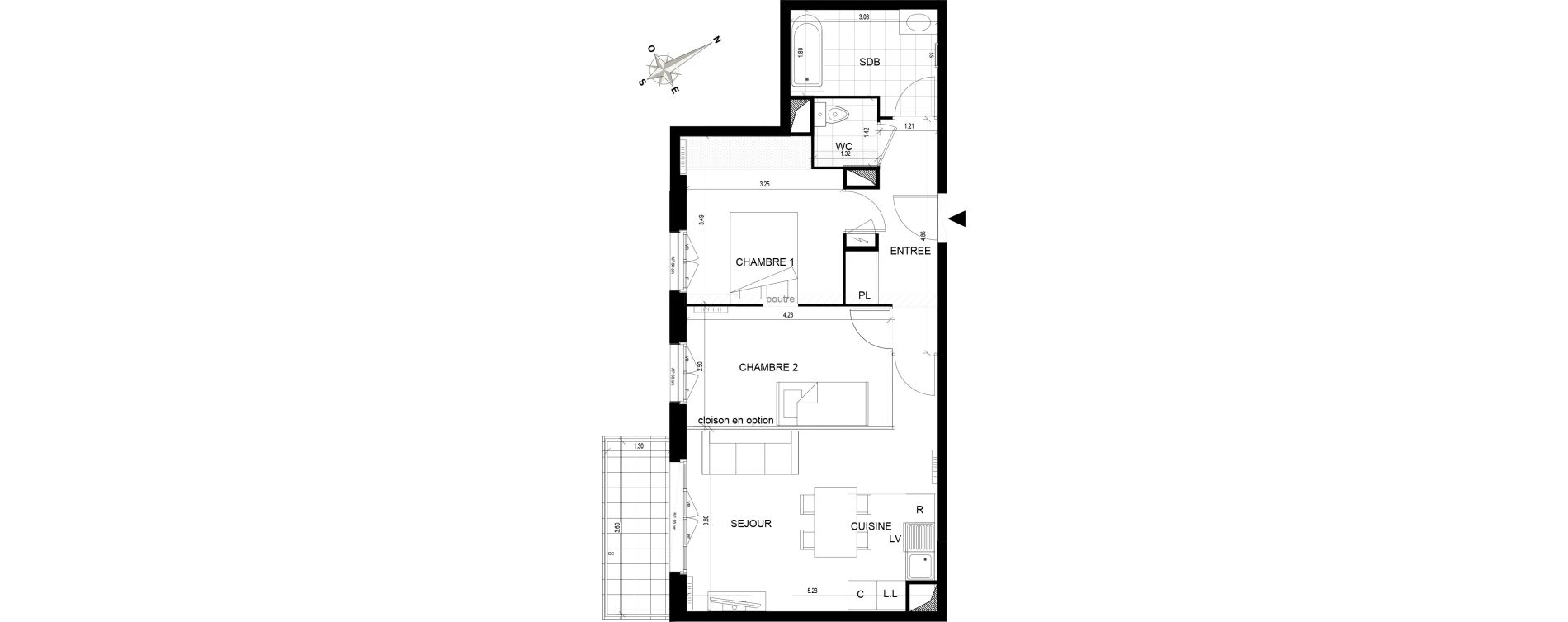 Appartement T3 de 57,45 m2 Cormeilles-En-Parisis Haut et centre