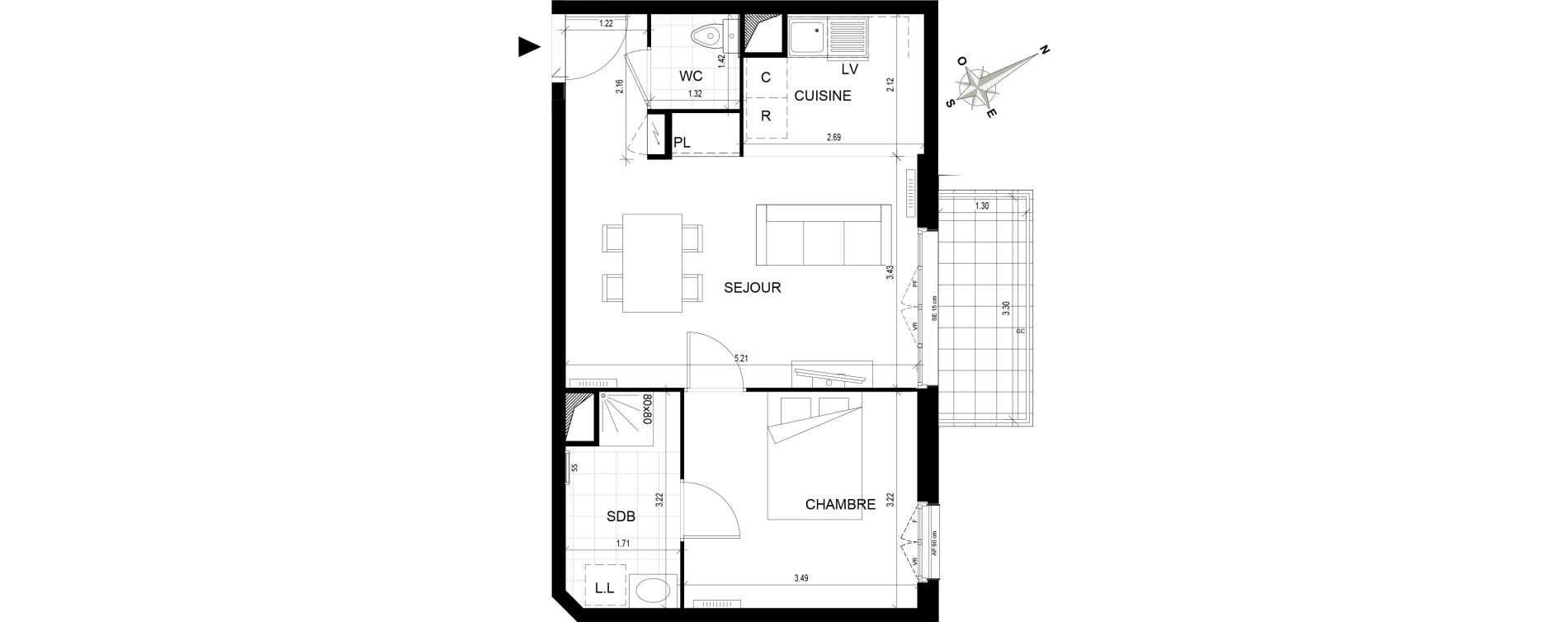 Appartement T2 de 44,57 m2 Cormeilles-En-Parisis Haut et centre