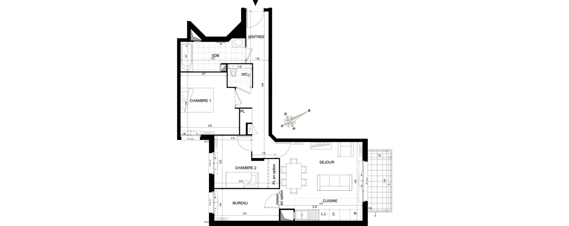 Appartement T3 de 67,44 m2 Cormeilles-En-Parisis Haut et centre