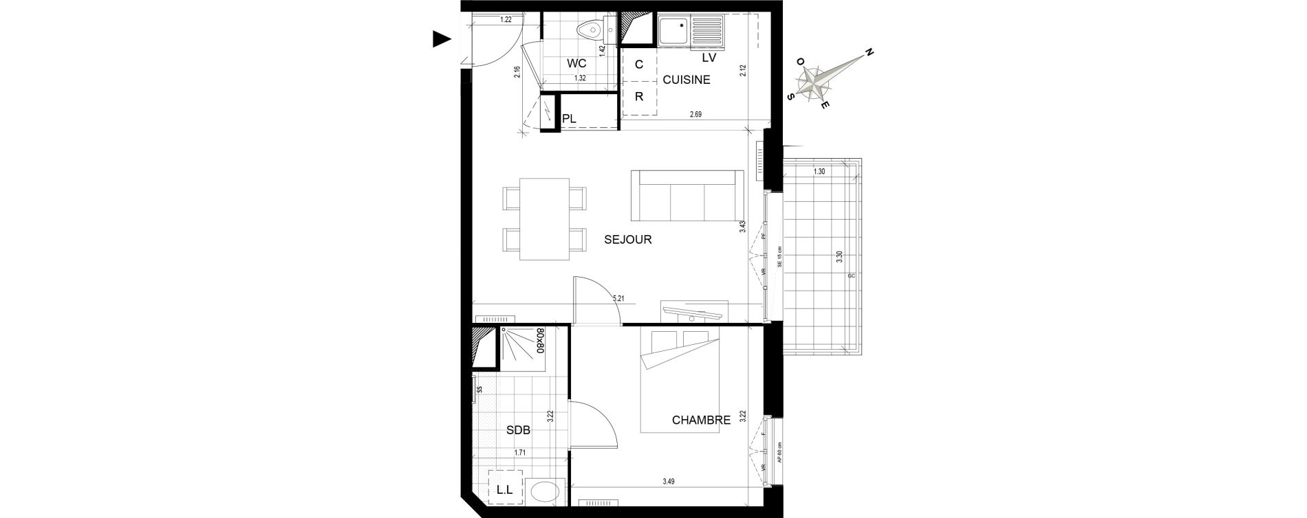 Appartement T2 de 44,31 m2 Cormeilles-En-Parisis Haut et centre