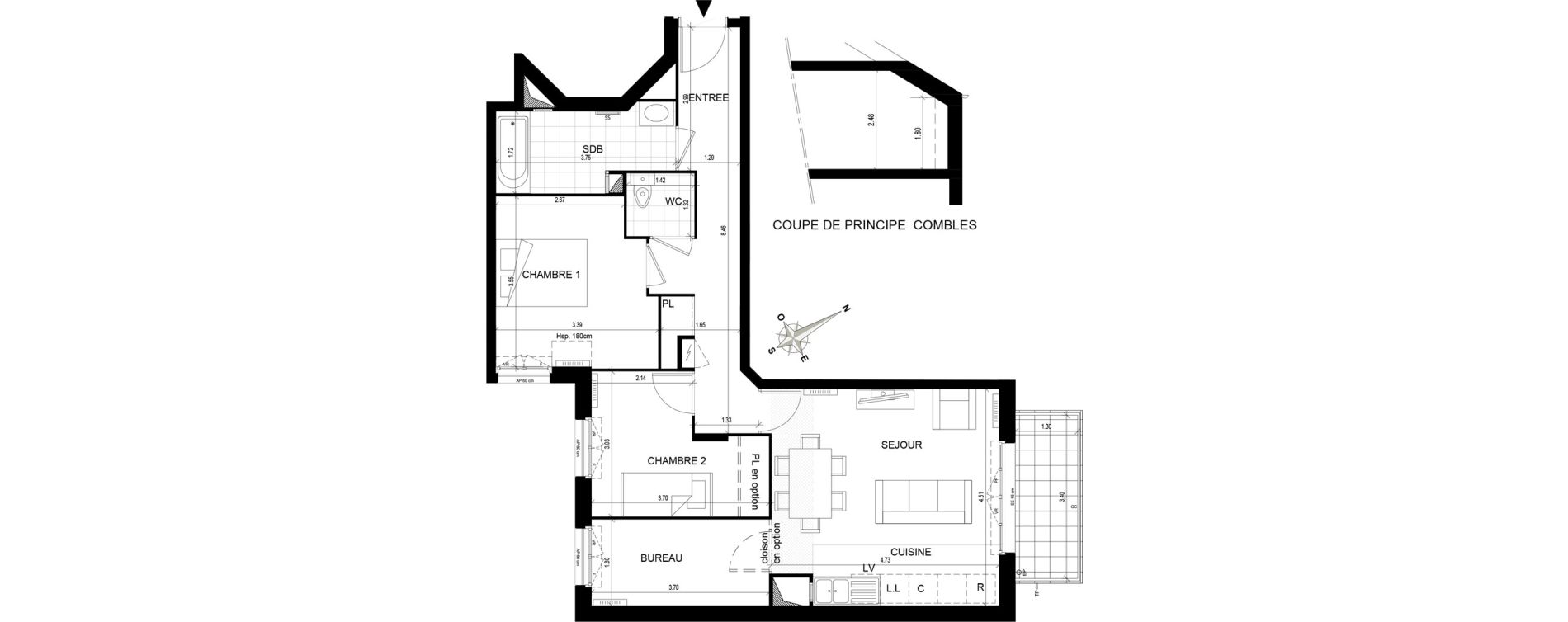 Appartement T3 de 66,54 m2 Cormeilles-En-Parisis Haut et centre