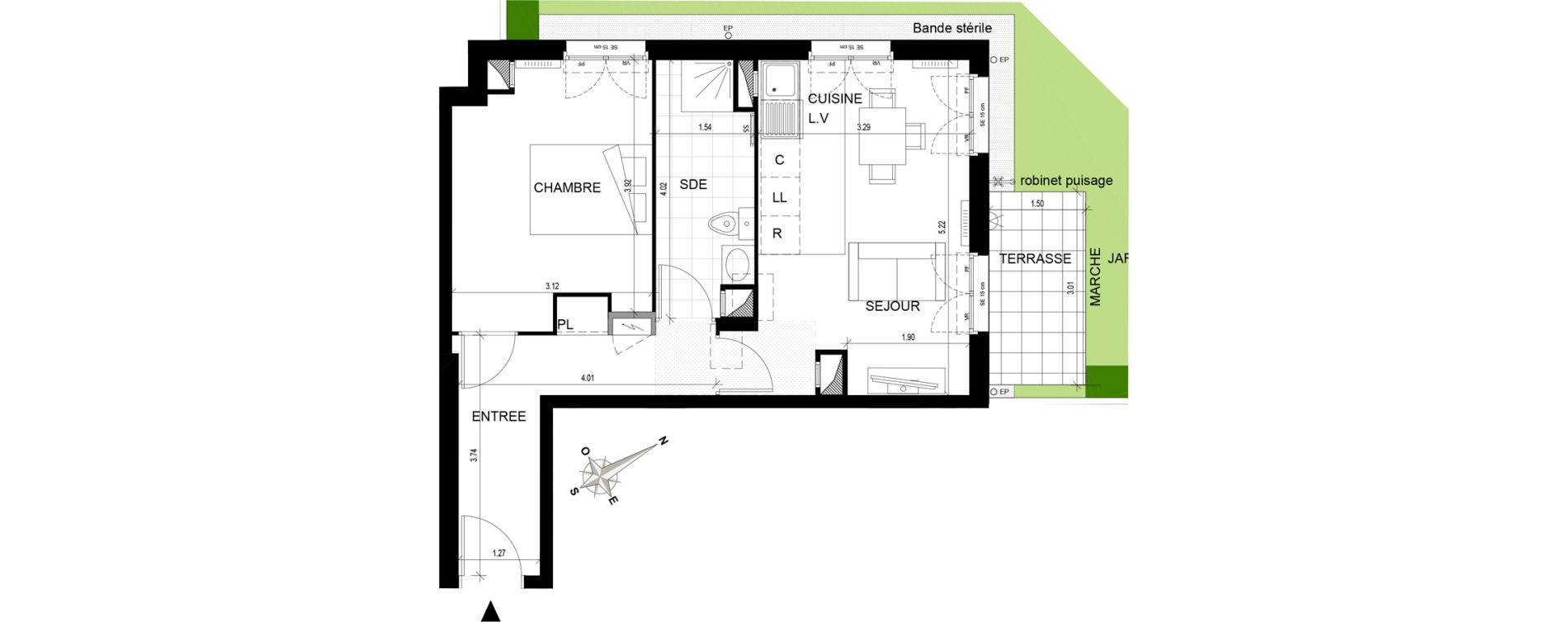 Appartement T2 de 42,87 m2 Cormeilles-En-Parisis Haut et centre