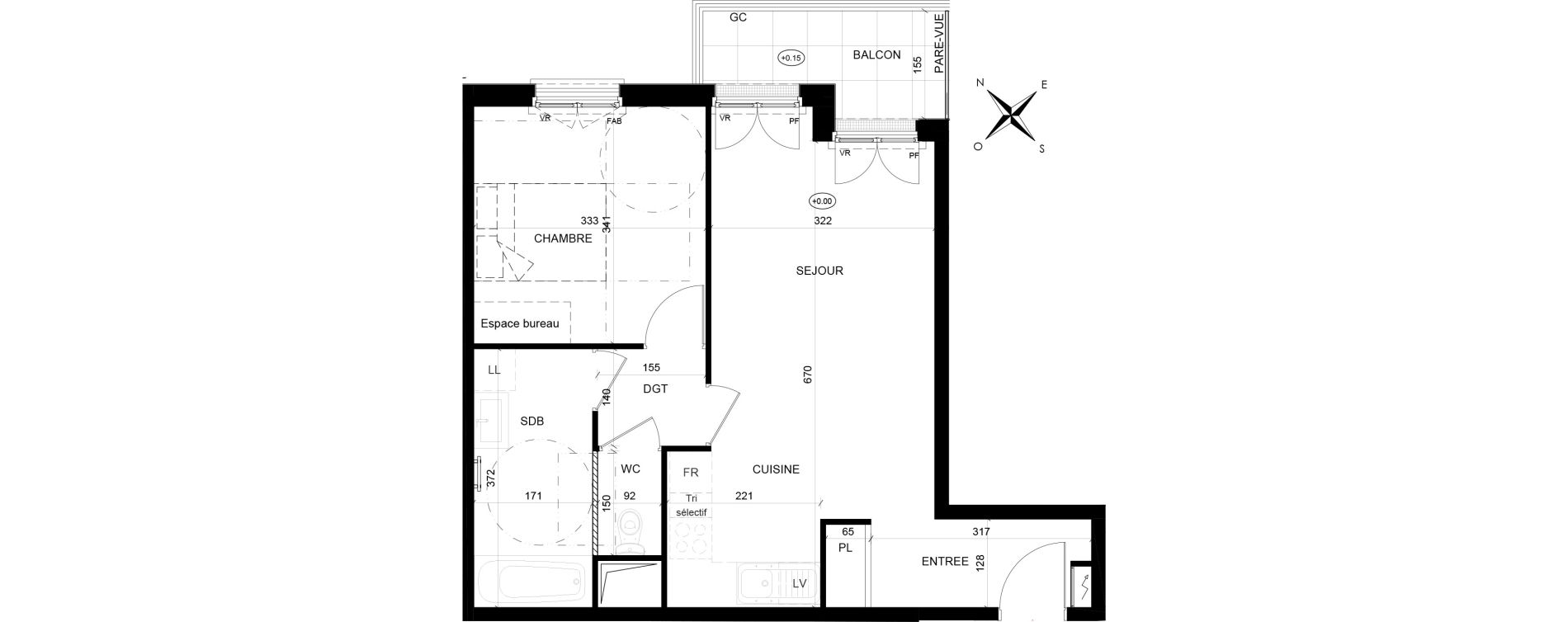 Appartement T2 de 47,55 m2 Cormeilles-En-Parisis Alsace-lorraine