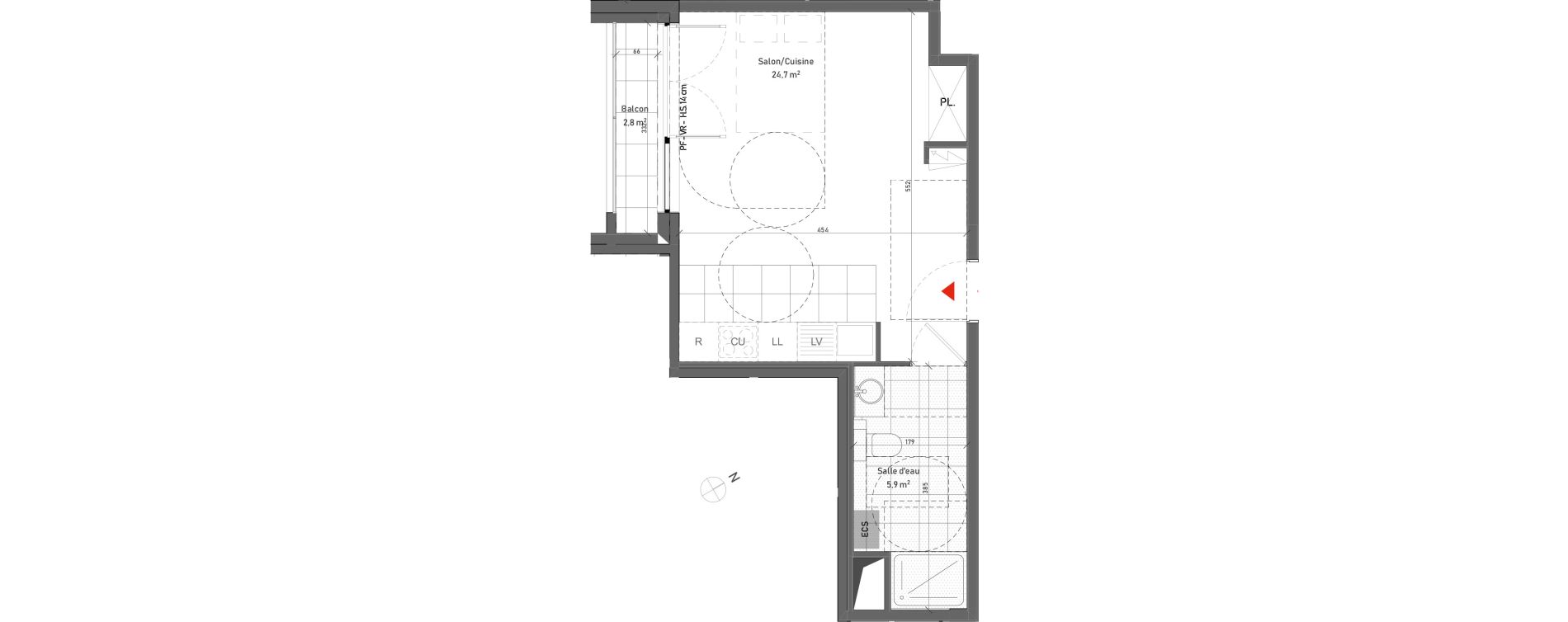 Studio de 30,60 m2 Cormeilles-En-Parisis Haut et centre