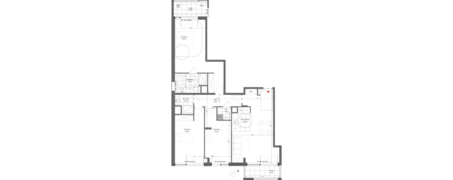 Appartement T4 de 97,40 m2 Cormeilles-En-Parisis Haut et centre