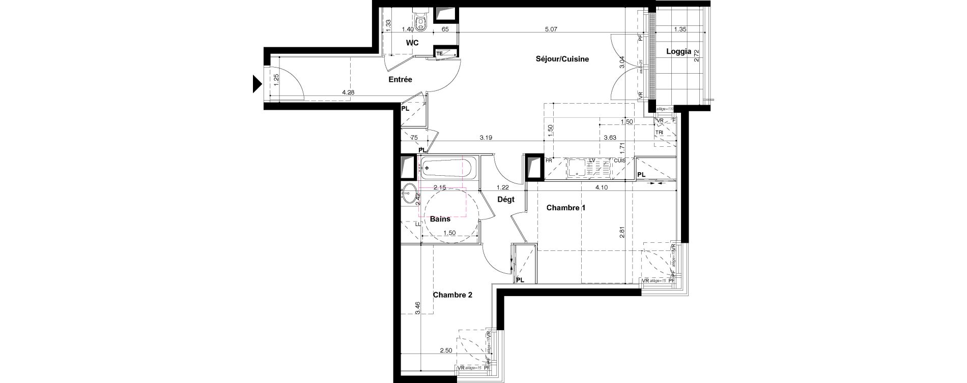 Appartement T3 de 63,80 m2 Cormeilles-En-Parisis Alsace-lorraine