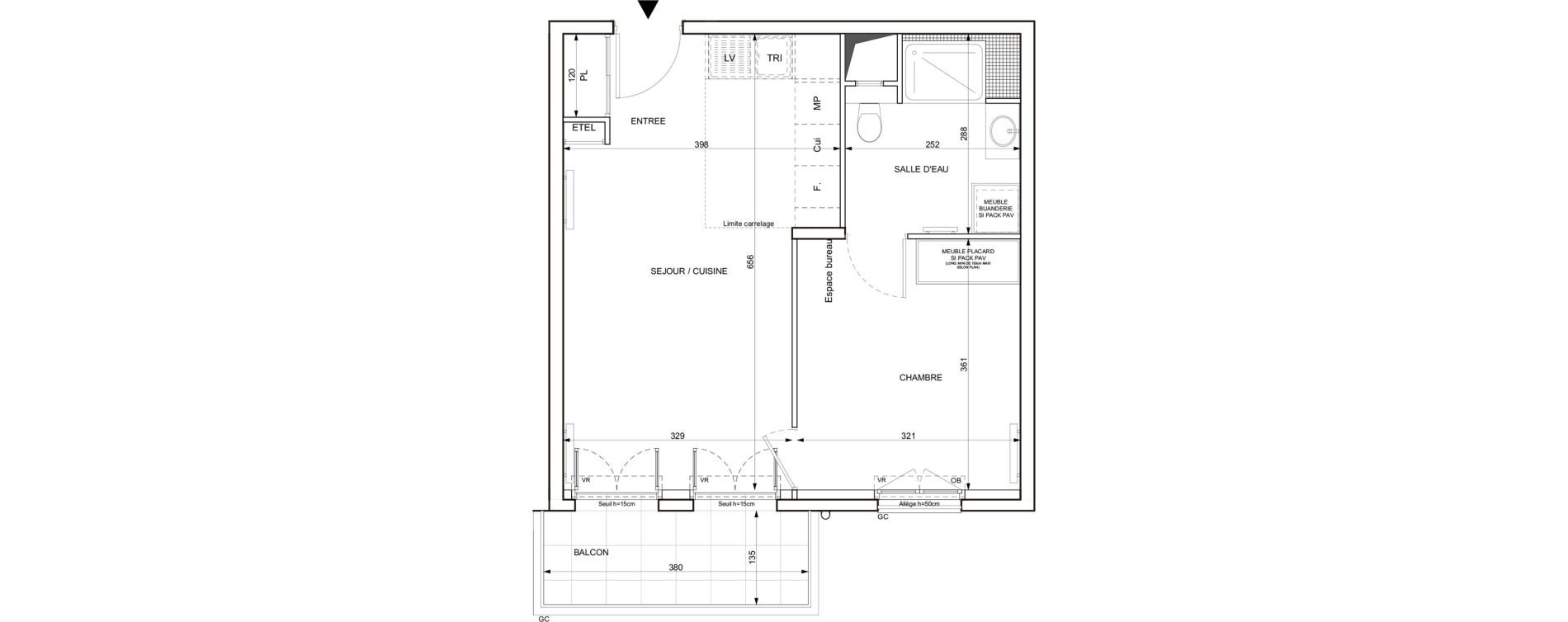 Appartement T2 de 41,30 m2 Cormeilles-En-Parisis Seine parisii