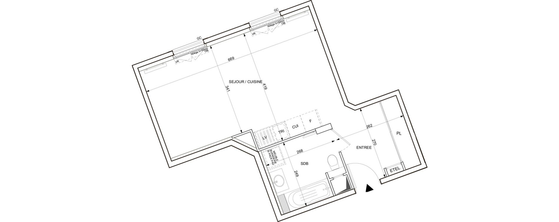 Appartement T1 de 38,28 m2 Cormeilles-En-Parisis Seine parisii