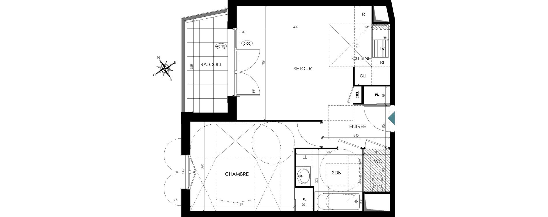 Appartement T2 de 43,31 m2 Cormeilles-En-Parisis Les bois rochefort