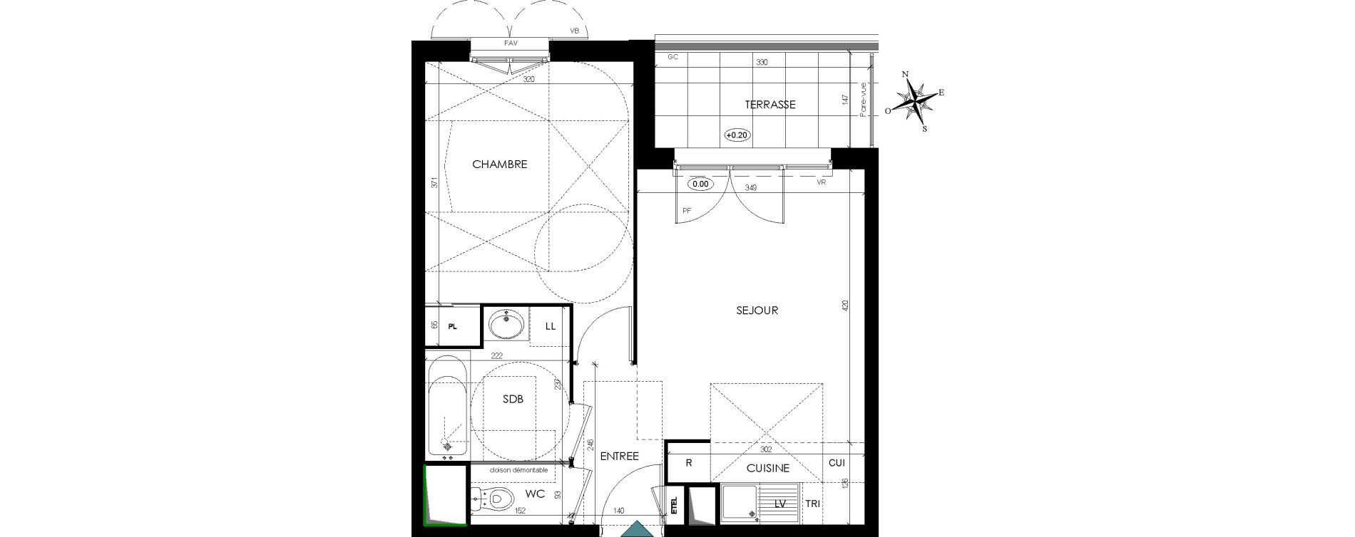 Appartement T2 de 40,19 m2 Cormeilles-En-Parisis Les bois rochefort