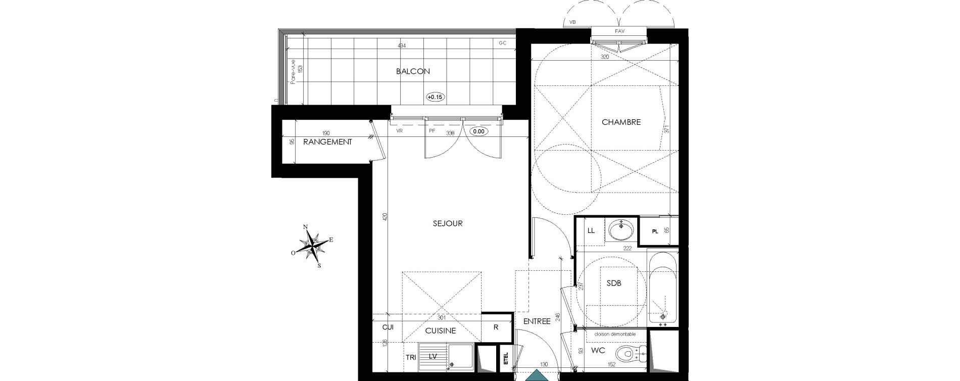 Appartement T2 de 41,40 m2 Cormeilles-En-Parisis Les bois rochefort