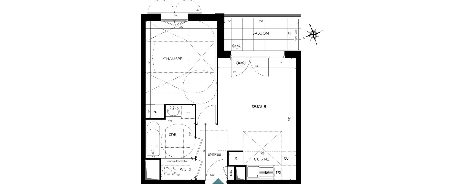 Appartement T2 de 40,19 m2 Cormeilles-En-Parisis Les bois rochefort