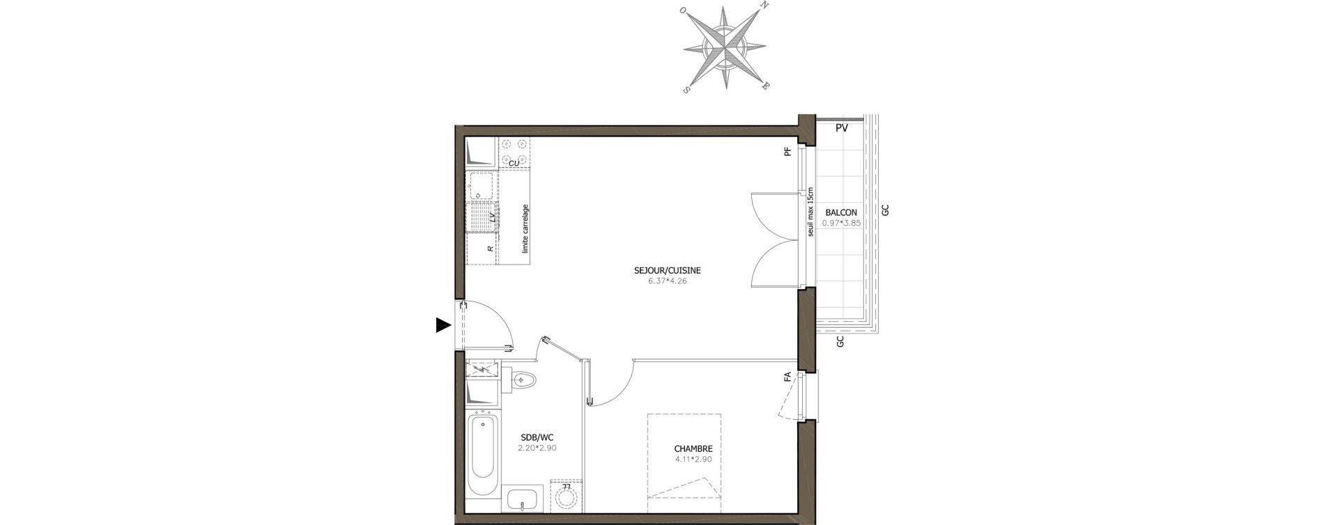 Appartement T2 de 44,34 m2 &agrave; Deuil-La-Barre Barre - ormesson