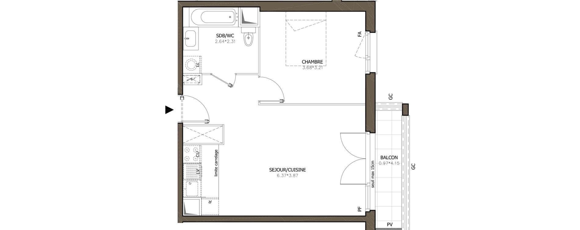 Appartement T2 de 44,05 m2 &agrave; Deuil-La-Barre Barre - ormesson