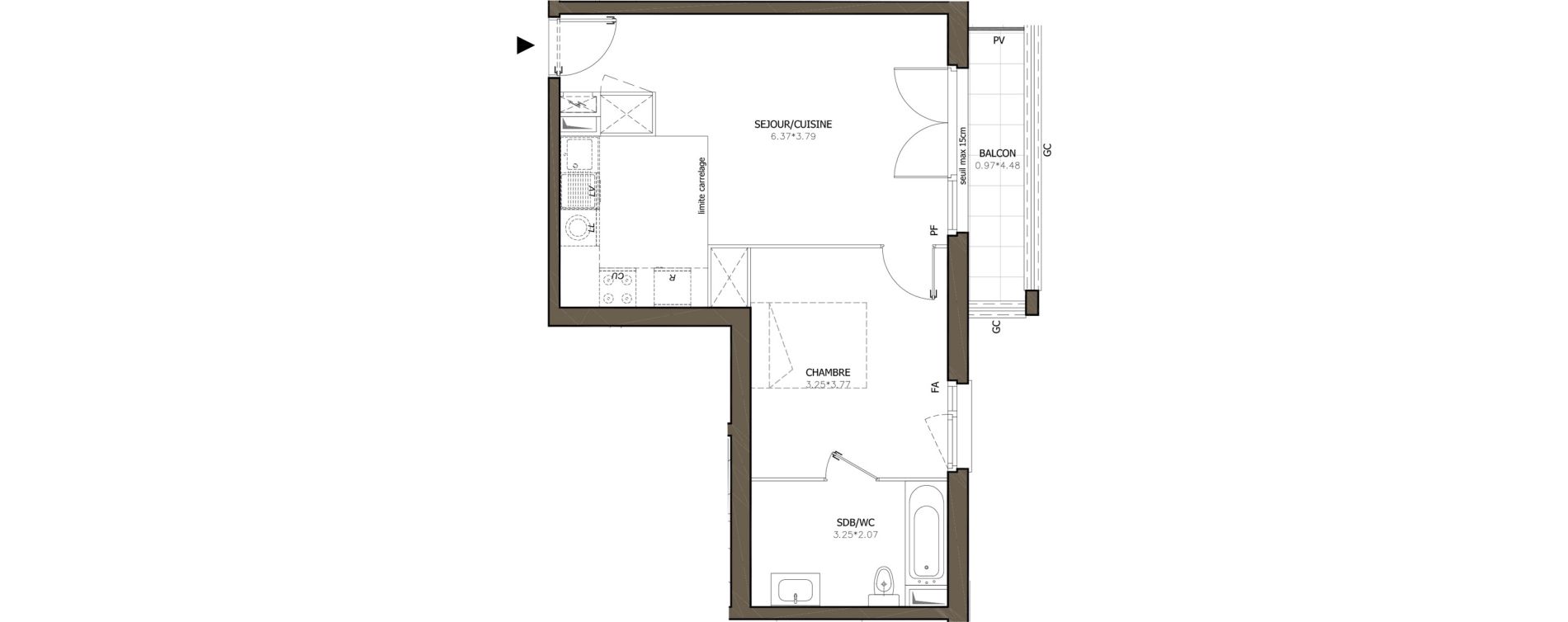 Appartement T2 de 45,32 m2 &agrave; Deuil-La-Barre Barre - ormesson