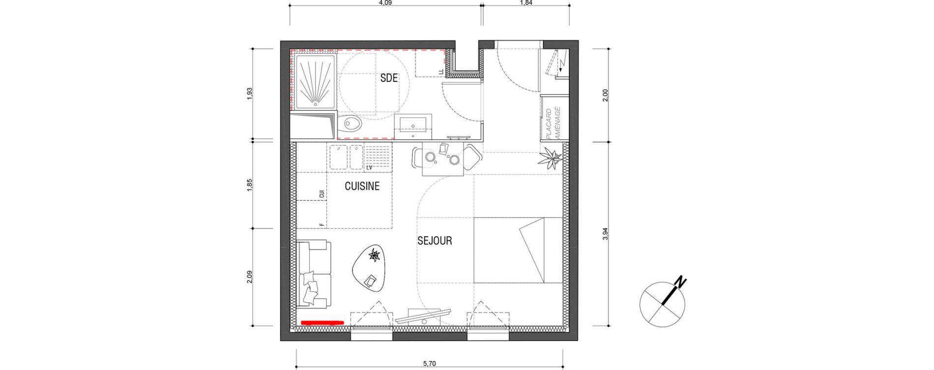 Appartement T1 de 32,80 m2 &agrave; Deuil-La-Barre Barre - ormesson