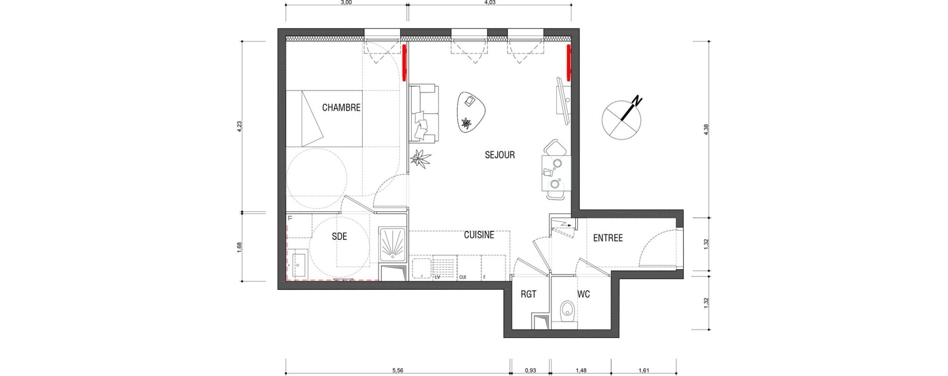 Appartement T2 de 47,50 m2 &agrave; Deuil-La-Barre Barre - ormesson
