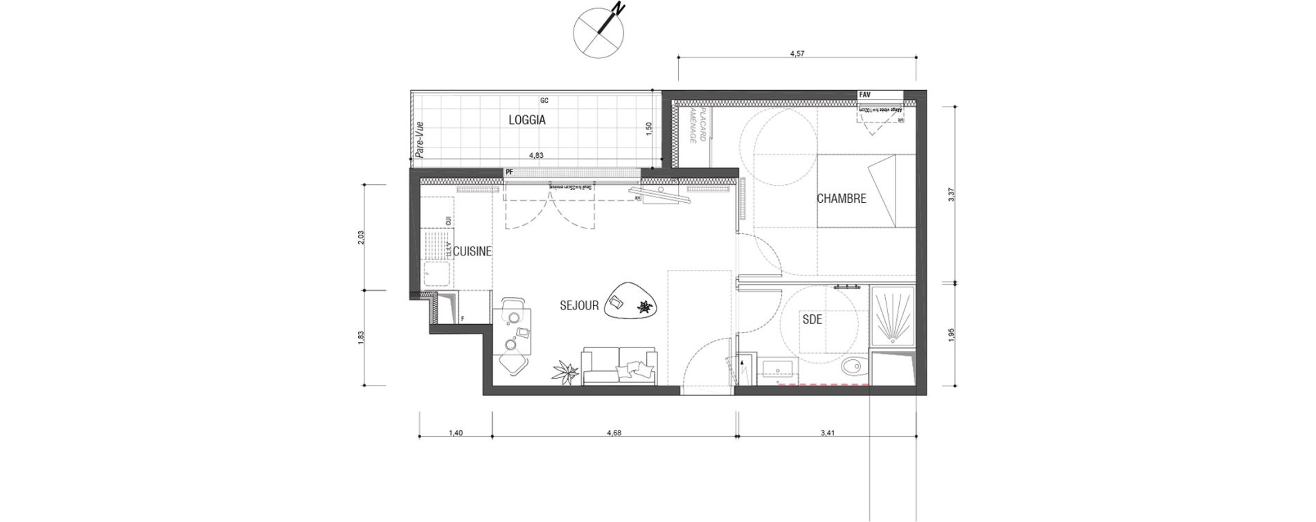 Appartement T2 de 40,00 m2 &agrave; Deuil-La-Barre Barre - ormesson