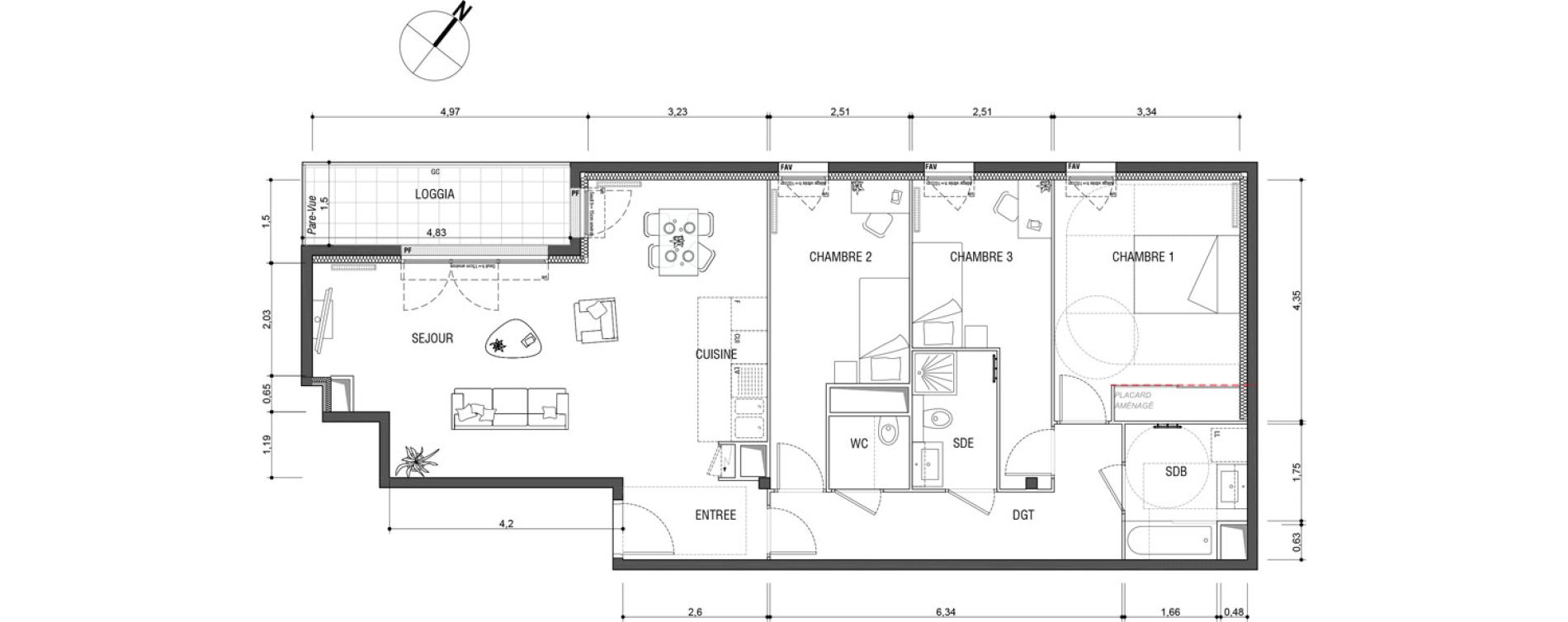 Appartement T4 de 93,00 m2 &agrave; Deuil-La-Barre Barre - ormesson