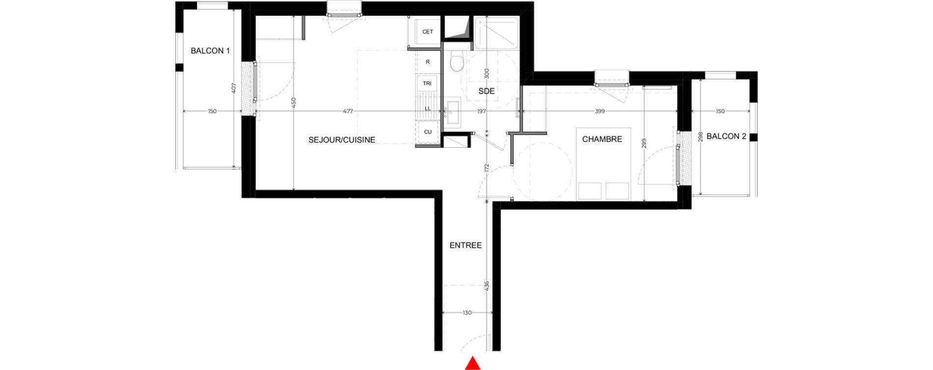 Appartement T2 de 47,55 m2 &agrave; Domont Le vieux village