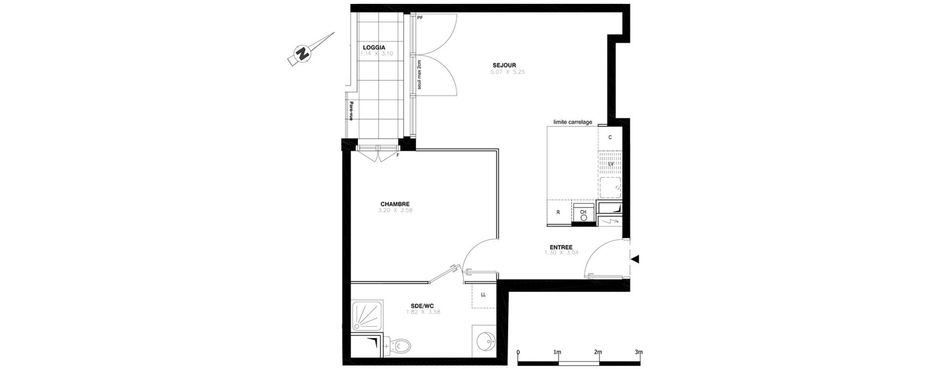 Appartement T2 de 42,84 m2 &agrave; Domont Centre