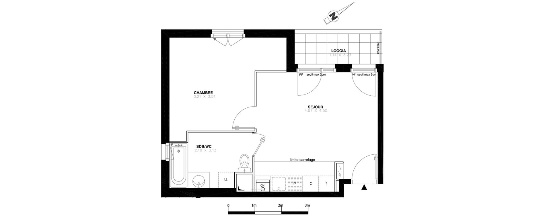 Appartement T2 de 38,65 m2 &agrave; Domont Centre