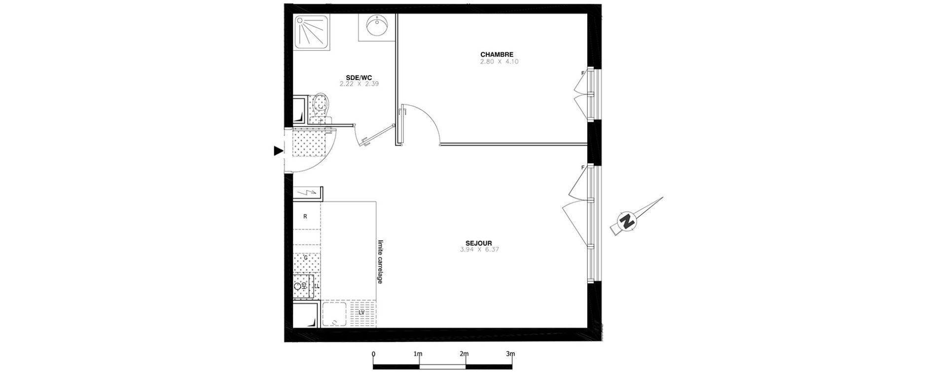 Appartement T2 de 42,05 m2 &agrave; Domont Centre
