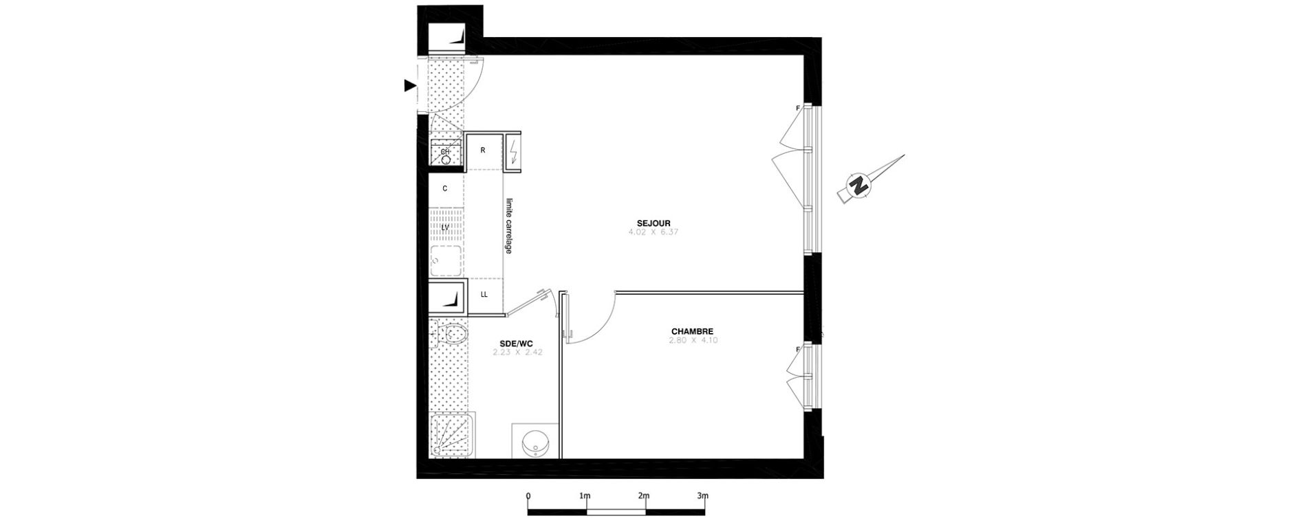 Appartement T2 de 42,54 m2 &agrave; Domont Centre
