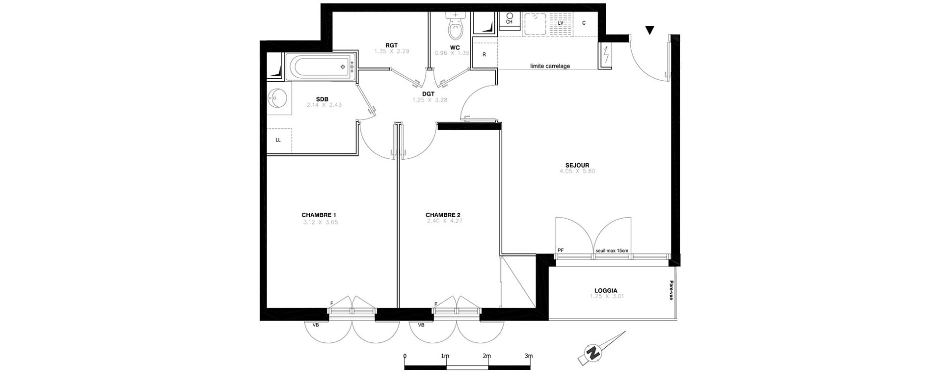 Appartement T3 de 59,37 m2 &agrave; Domont Centre