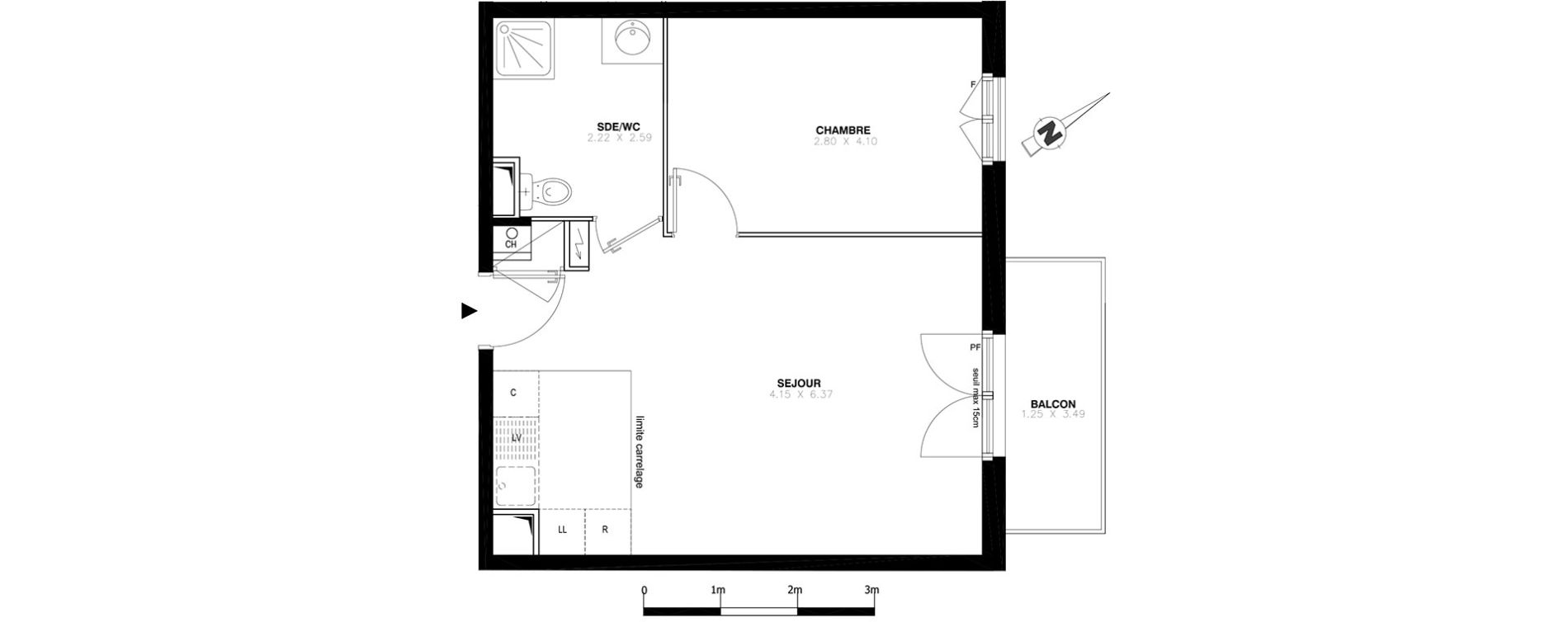 Appartement T2 de 43,26 m2 à Domont Centre