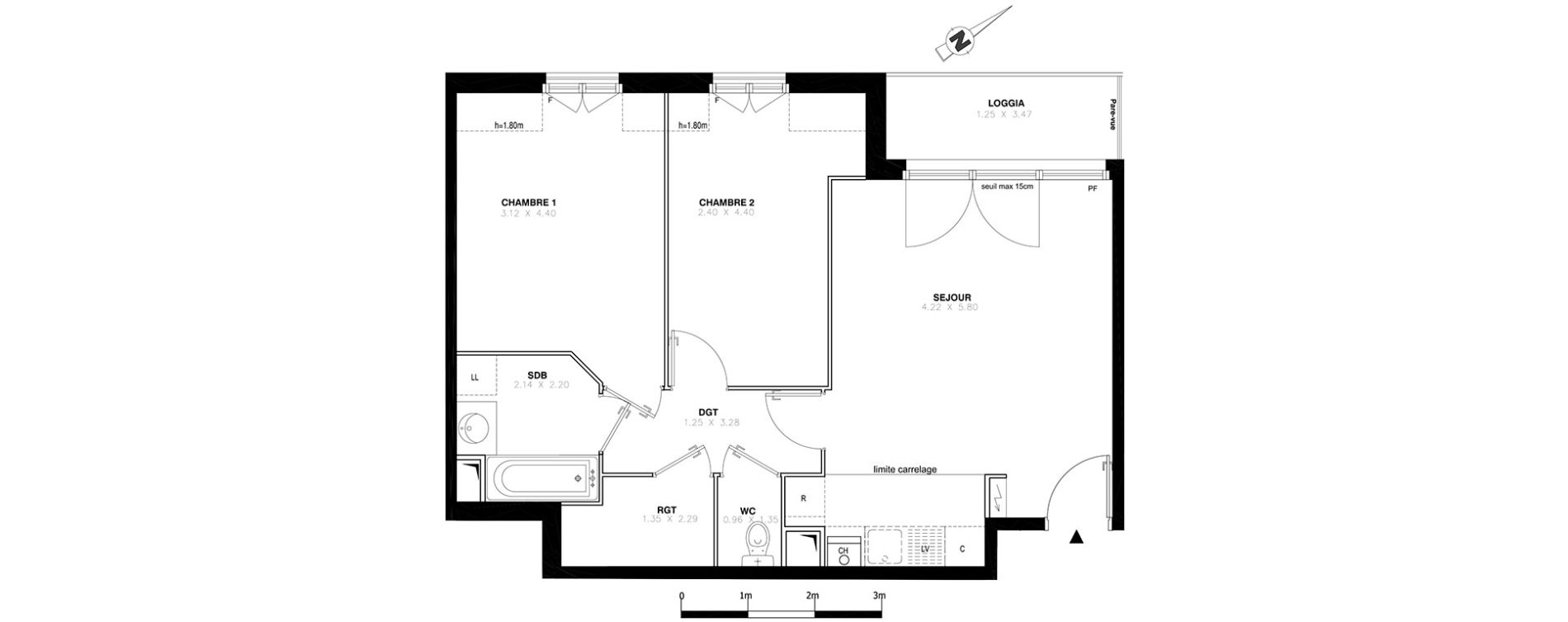 Appartement T3 de 57,83 m2 &agrave; Domont Centre